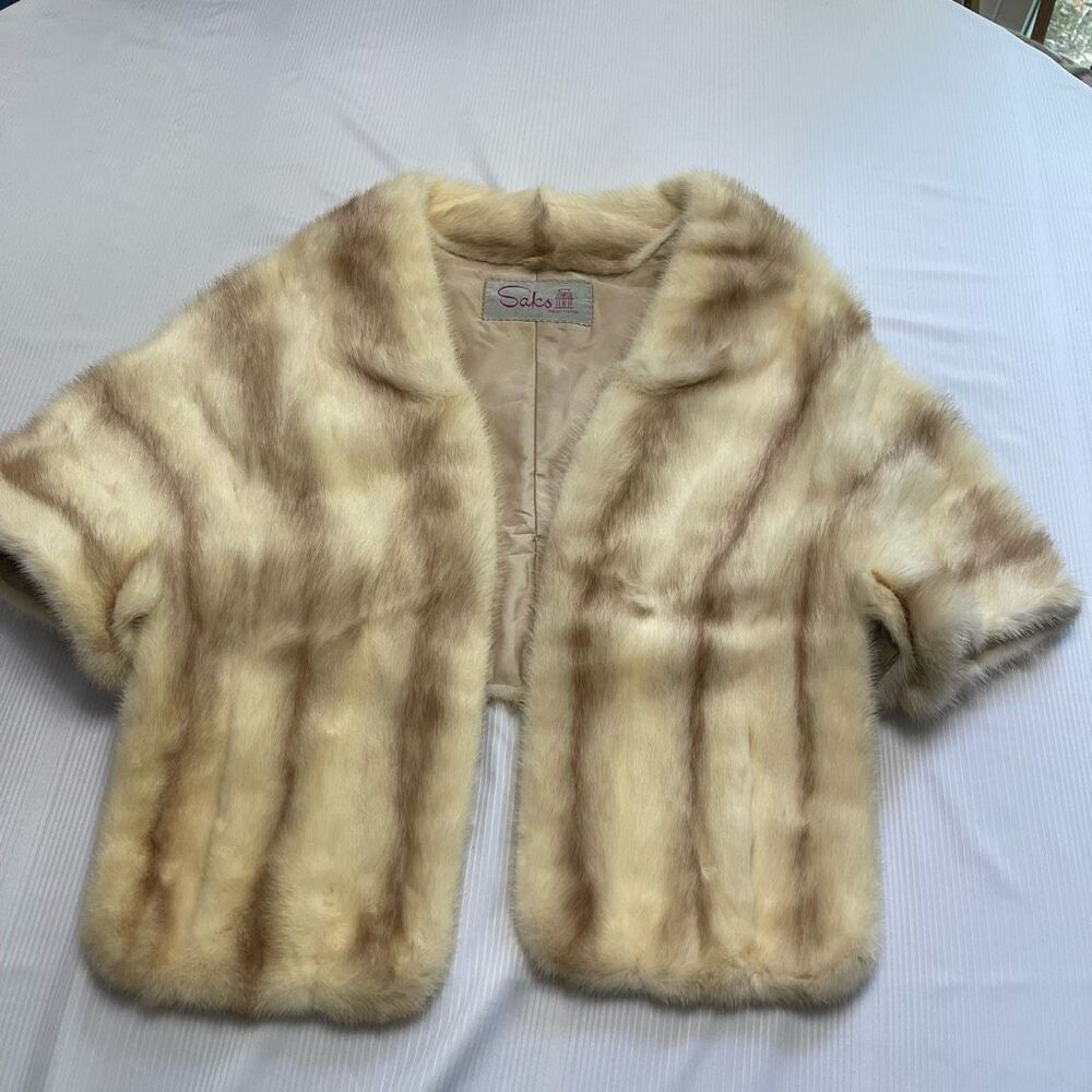 Saks Designer Mink Chic Fur Shawl Stole No Size See Measurements